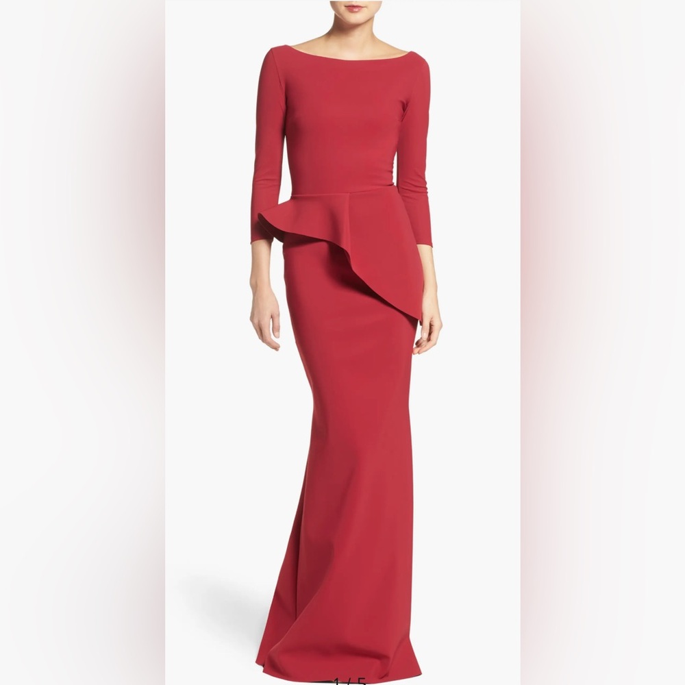 SOLD Chiara Boni Vibrant Red Peplum Gown Sz 44/8